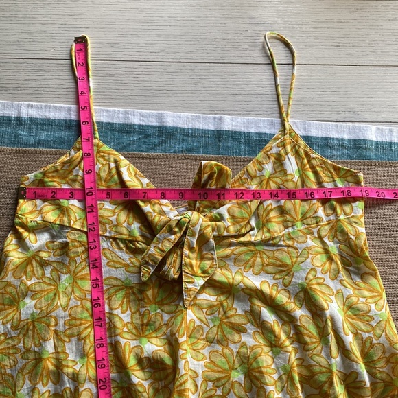 Zara top strappy flutter top yellow print - Picture 7 of 8